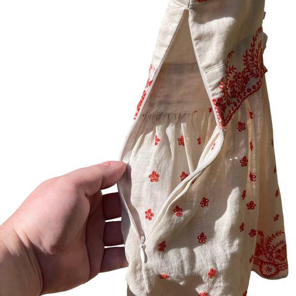 ANTHROPOLOGIE LITHE Women’s Linen Boho Embroidered babydoll tank - Picture 4 of 6